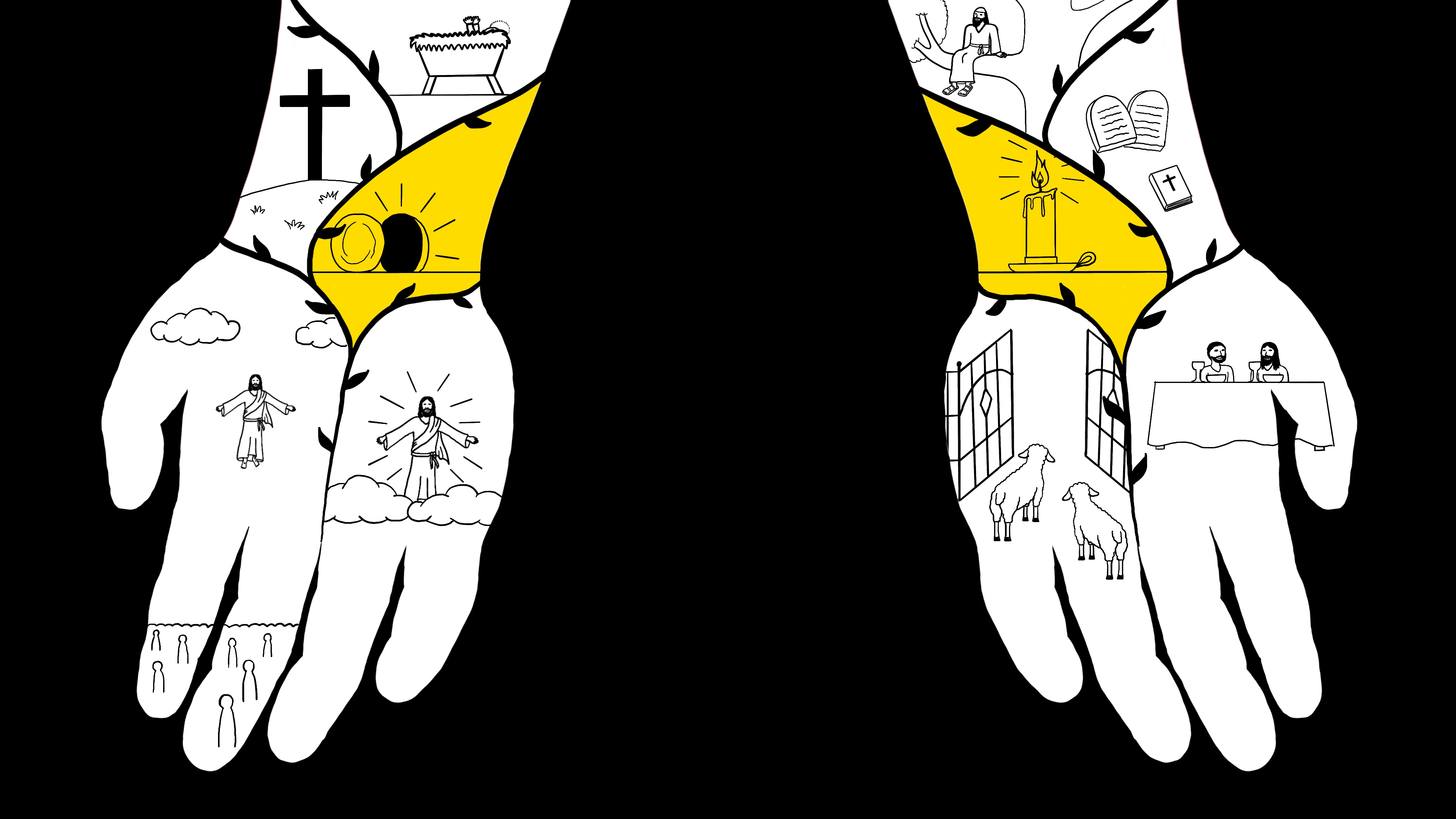 A collection of four drawings of diagonal lines, each drawing more complicated than the last