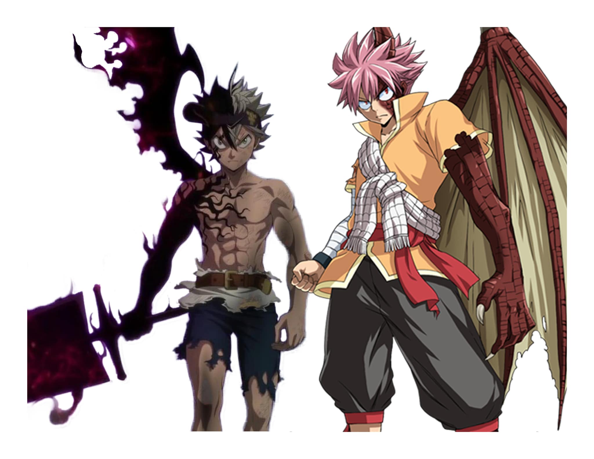 Asta in his demon form and Natsu in his dragon force form