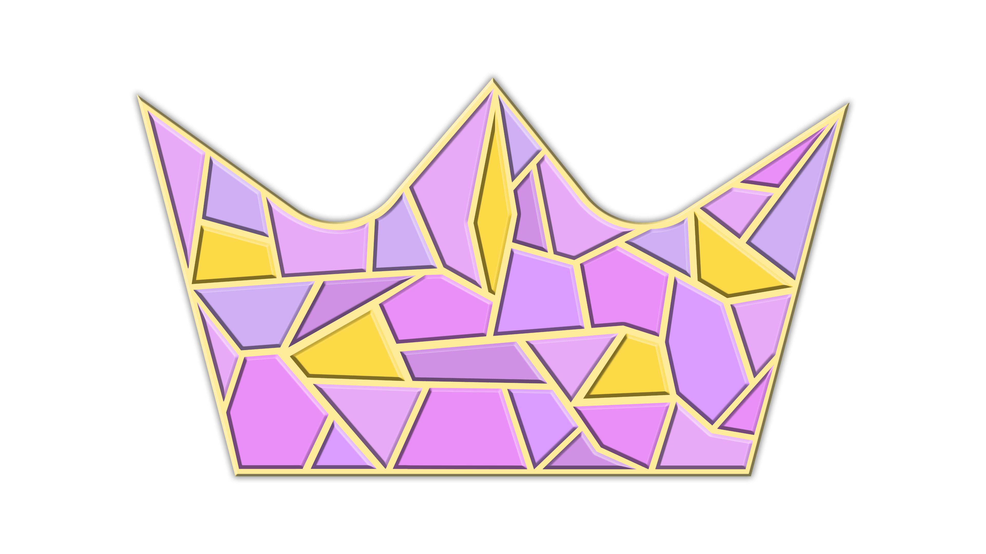 A mosaic crown with light purples and some yellow