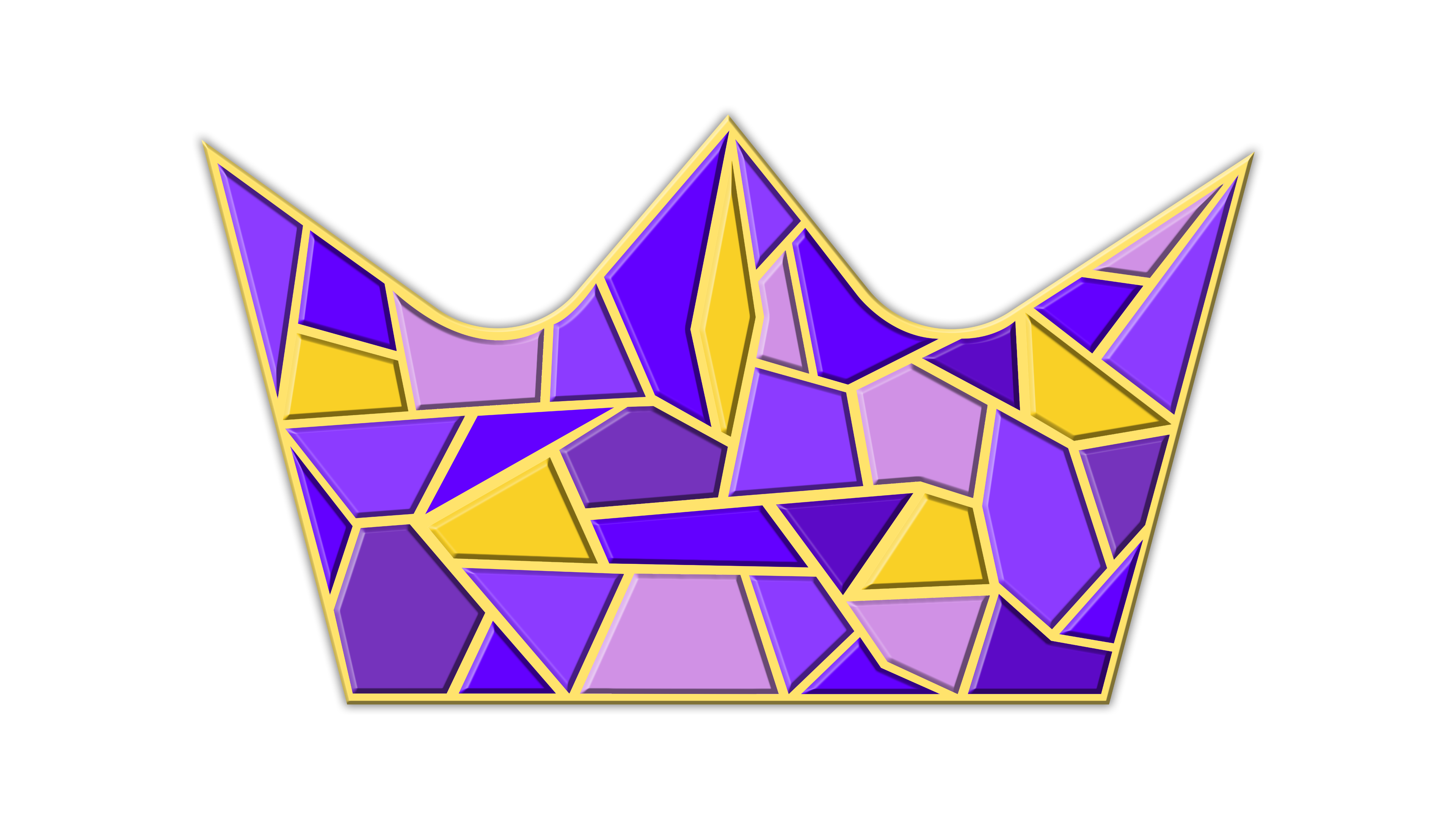 A mosaic crown with some darker purples and yellow